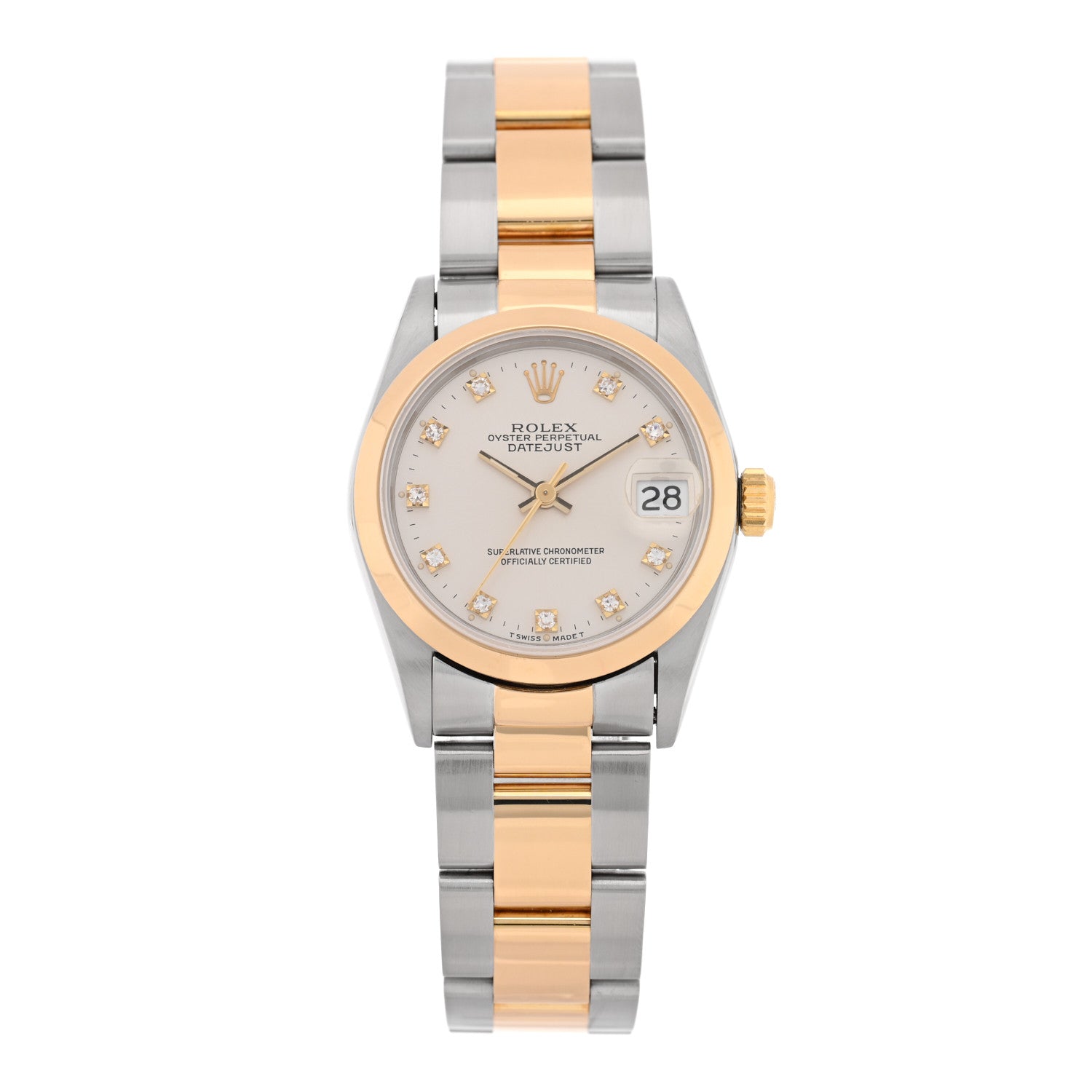 Rolex Stainless Steel 18K Yellow Gold Diamond 31mm Oyster Perpetual Datejust Watch Silver 68243 1 of 4