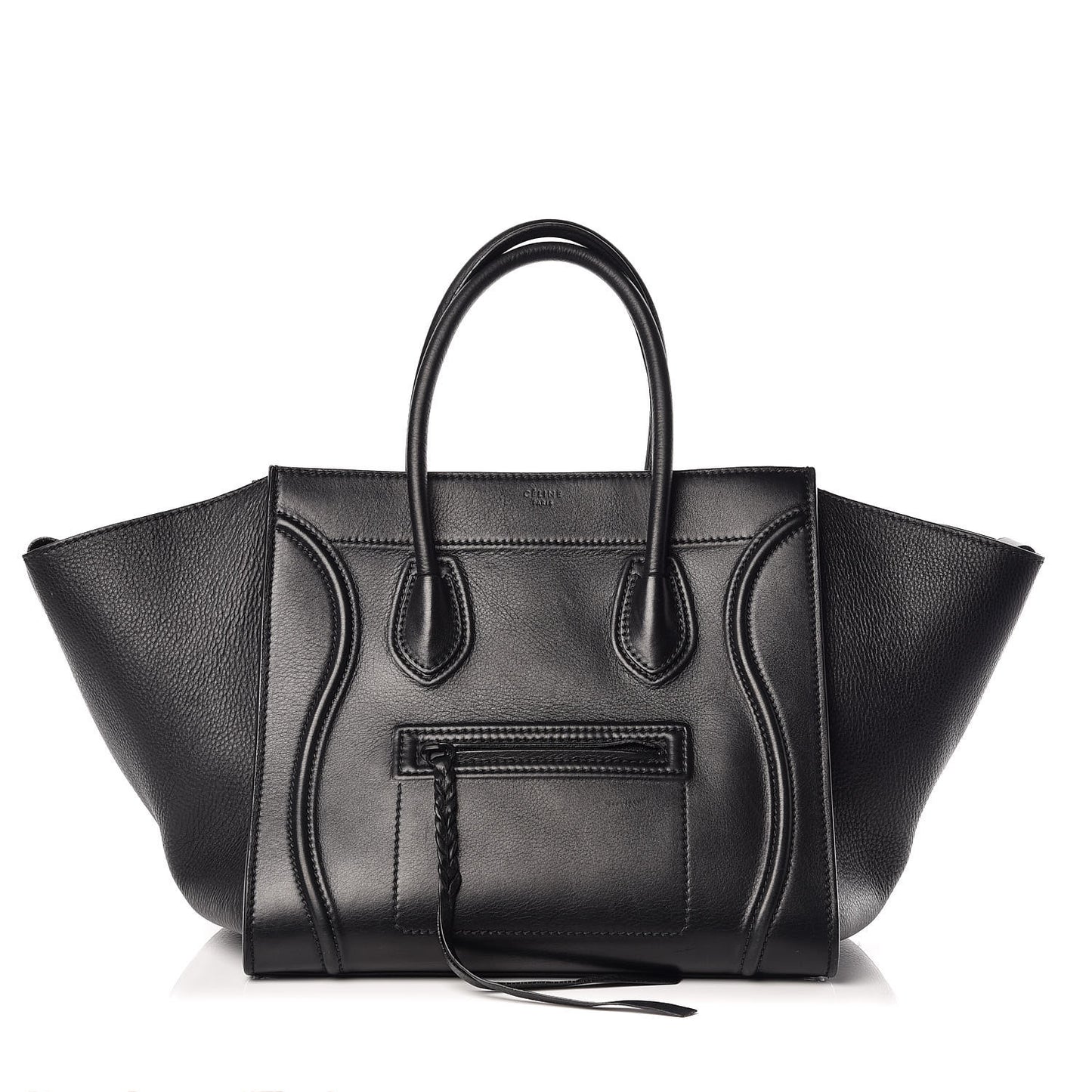 Grained Calfskin Medium Phantom Luggage Black