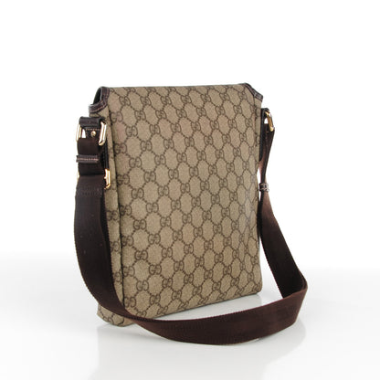 Gucci GG Supreme Monogram Selleria Calfskin Small Flap Messenger Bag Beige Ebony Cocoa Dark Chocolate 4 of 10