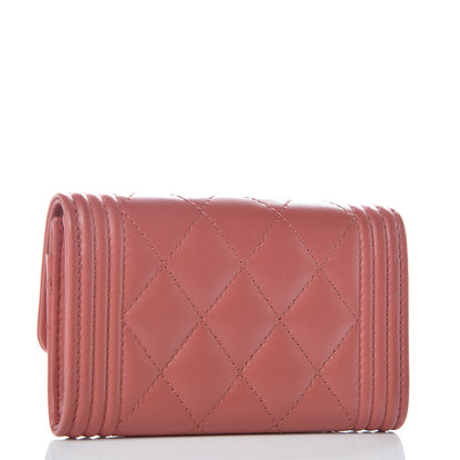 Chanel Lambskin Quilted Boy Card Holder Wallet Rosewood 3 of 11