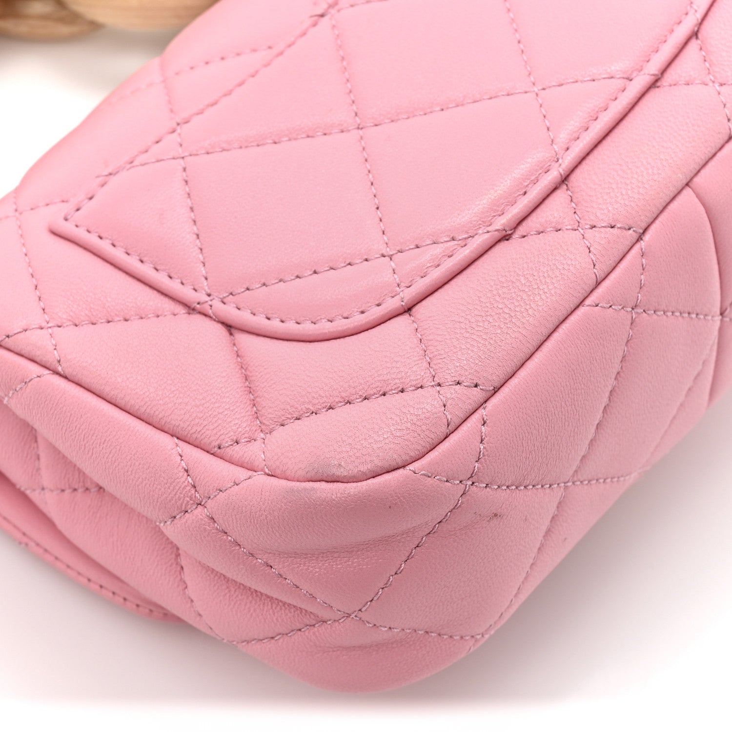 Chanel Lambskin Wenge Quilted Mini Fashion Wood Square Flap Pink 22 of 29