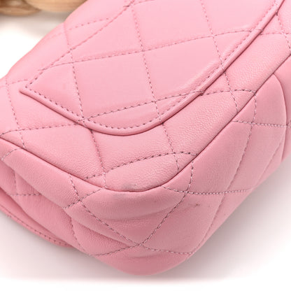 Chanel Lambskin Wenge Quilted Mini Fashion Wood Square Flap Pink 22 of 29