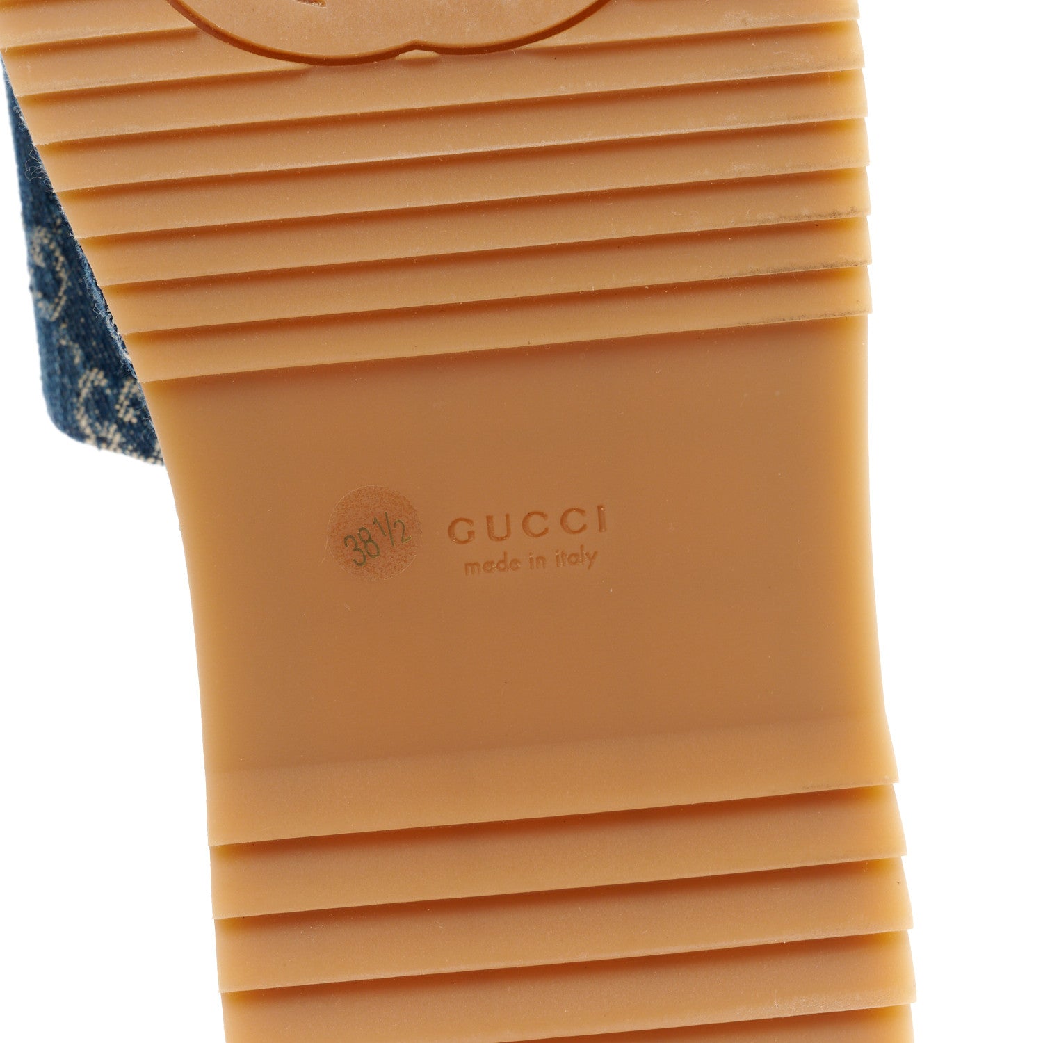 Gucci New Denim GG Monogram Angelina Platform 55mm Slide Sandals 38.5 Blue Tea 6 of 9
