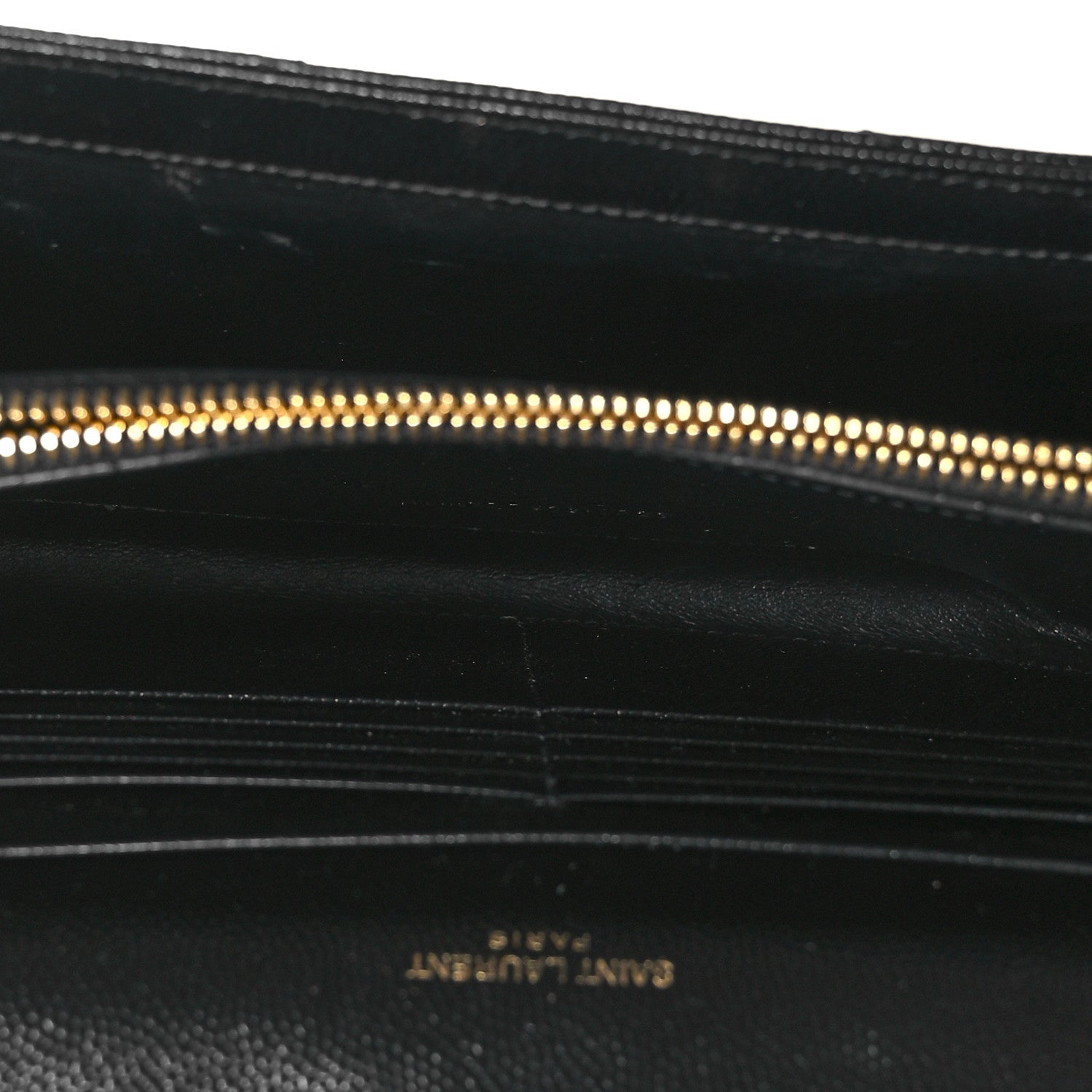 Saint Laurent Grain De Poudre Matelasse Chevron Monogram Chain Wallet Black 5 of 11