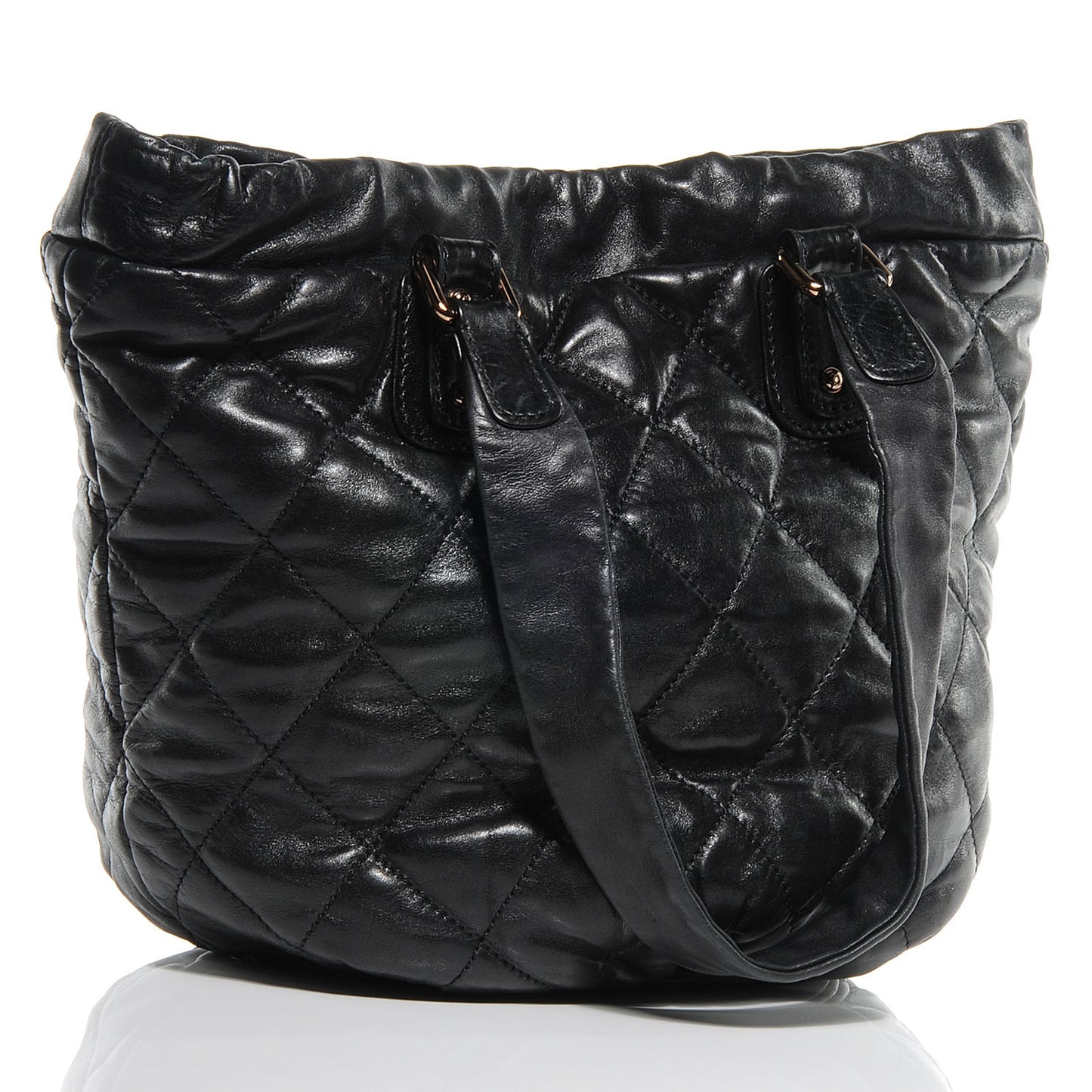 Lambskin Cloudy Bundle North South Tote Black