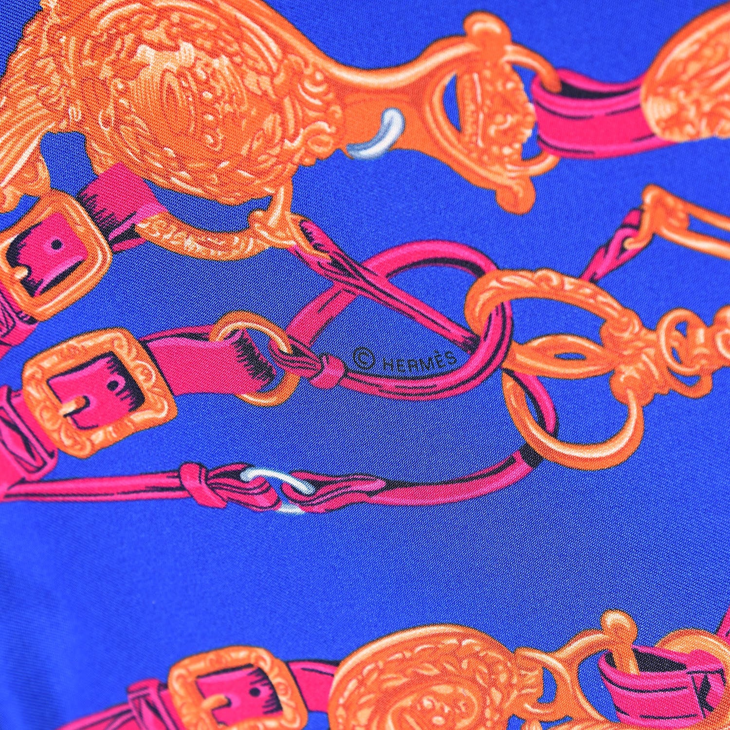 Hermes Silk Brides De Gala Maxi Twilly Orange Bleu Electrique Fuchsia 4 of 5