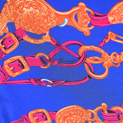 Hermes Silk Brides De Gala Maxi Twilly Orange Bleu Electrique Fuchsia 4 of 5