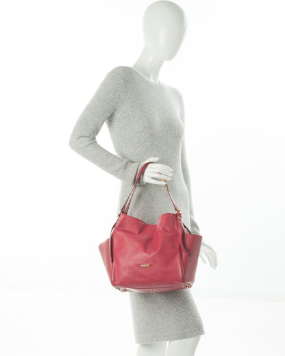 Burberry Calfskin Small Canterbury Tote Dark Pink 2 of 13