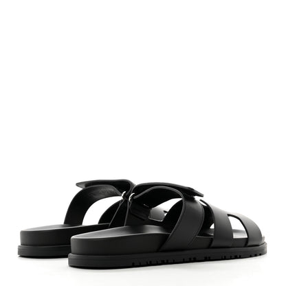 Hermes Calfskin Womens Chypre Sandals 40.5 Black 4 of 9