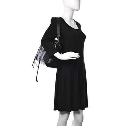 Balenciaga Calfskin Crocodile Embossed Classic Hardware City Black 2 of 10