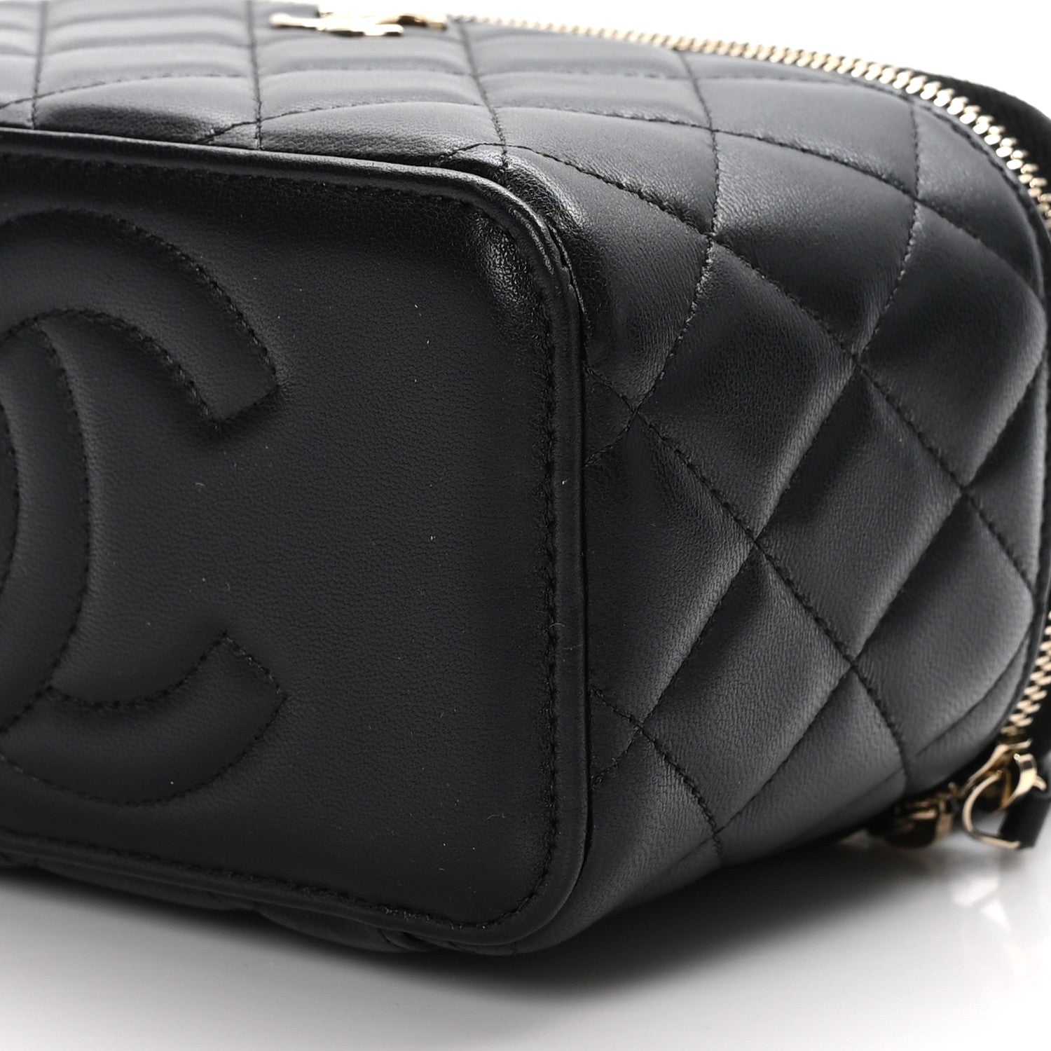 Chanel Lambskin Quilted Small Top Handle Vanity Case With Chain Black 10 of 13