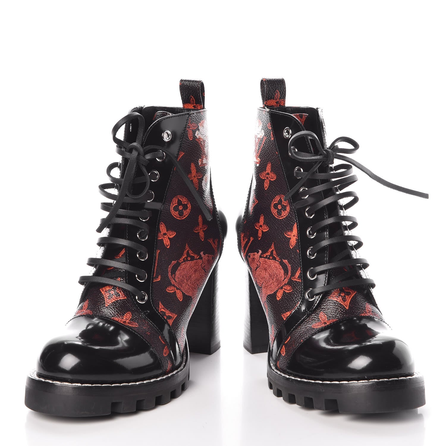 Louis Vuitton Patent Calfskin Catogram Star Trail Ankle Boots 40 Black Marron 9 of 11