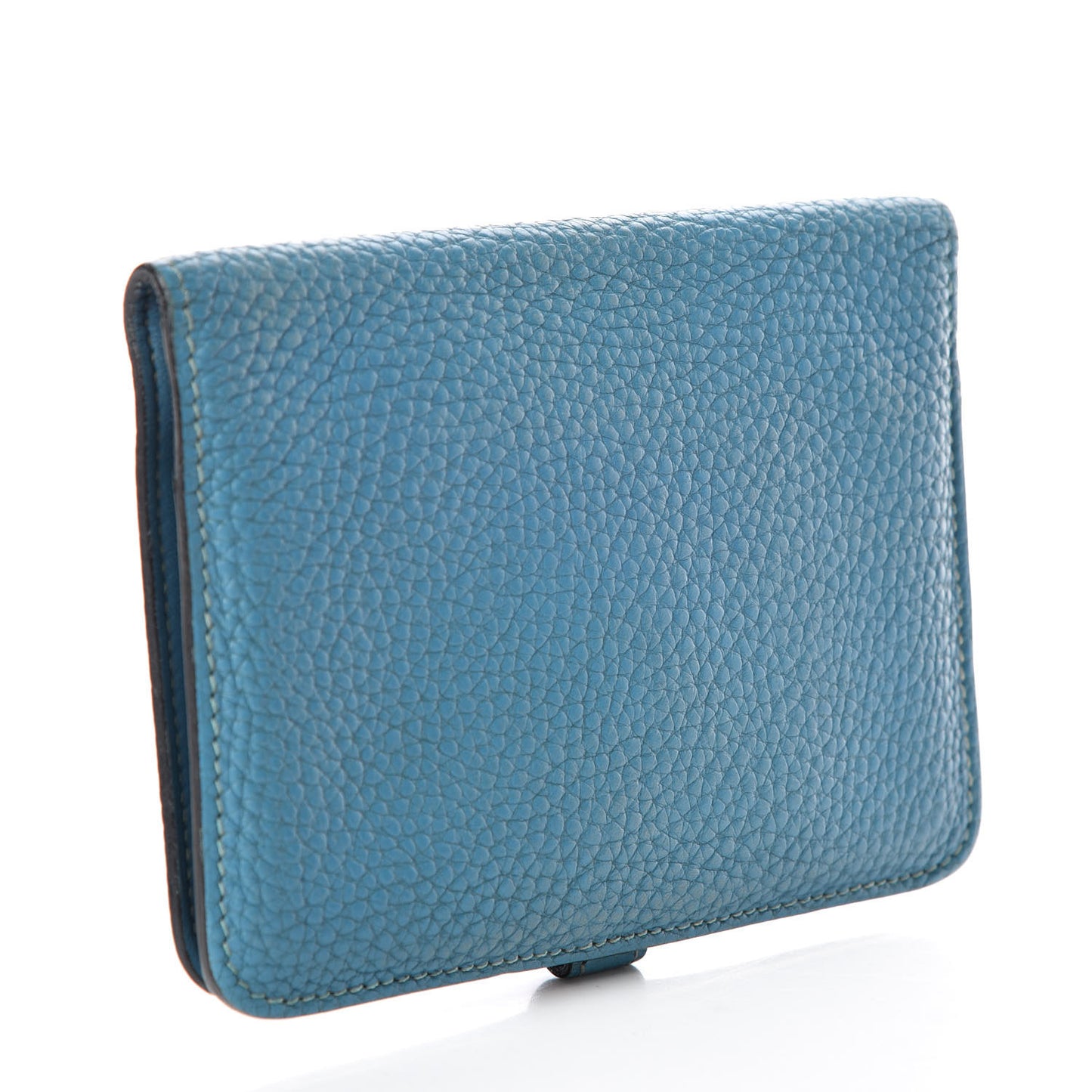 Taurillon Clemence Dogon Compact Wallet Blue Jean
