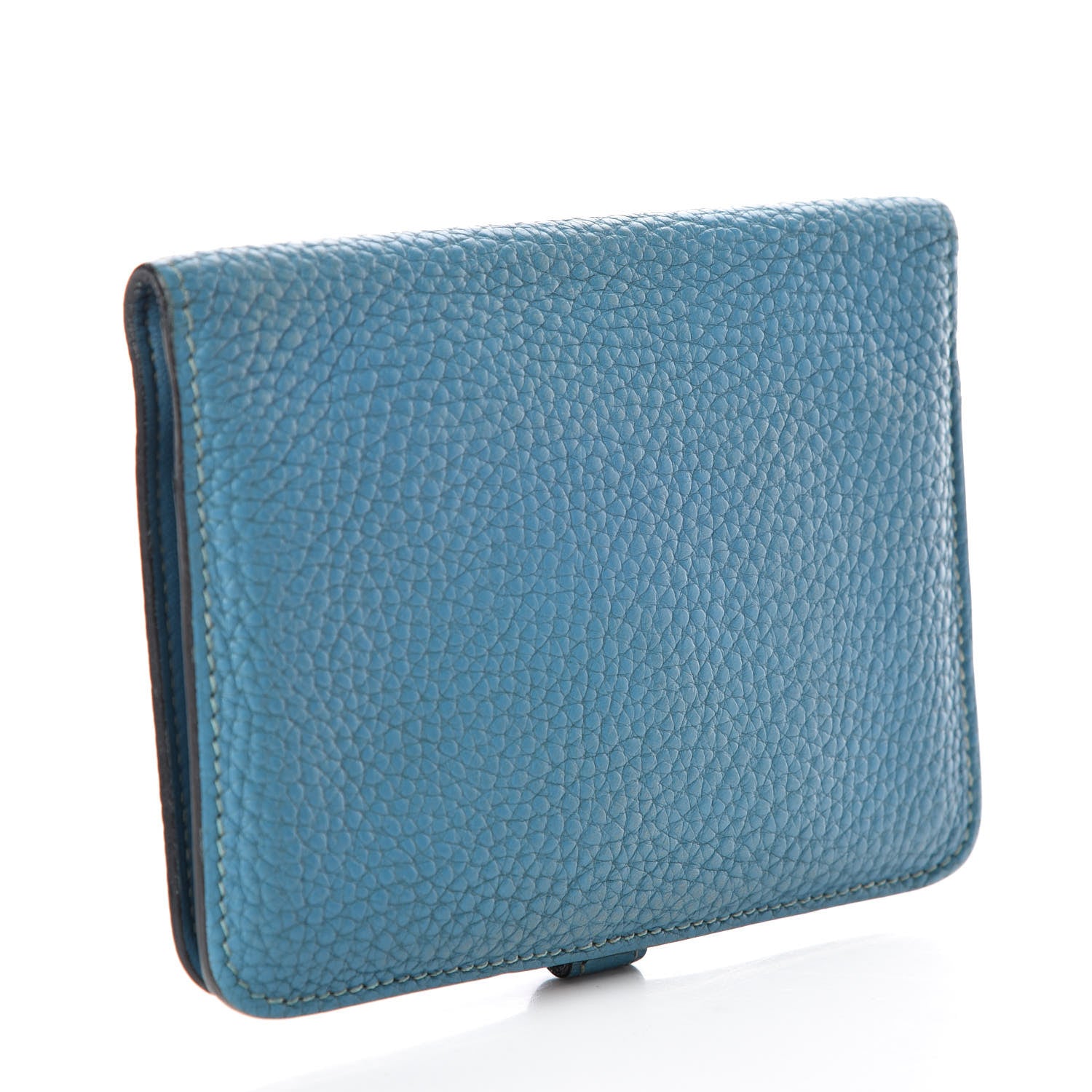Hermes Taurillon Clemence Dogon Compact Wallet Blue Jean 3 of 12