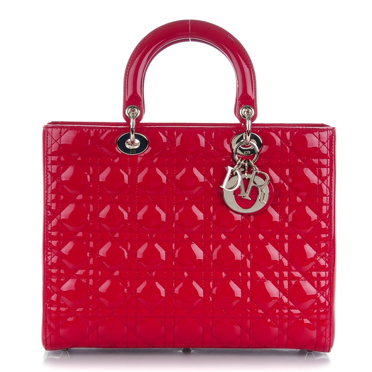 Christian Dior Patent Cannage Large Lady Dior Red 1 of 7
