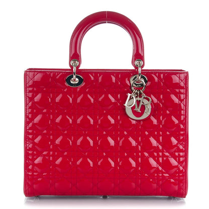 Christian Dior Patent Cannage Large Lady Dior Red 1 of 7