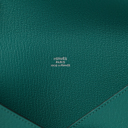 Hermes Chevre Mysore Envelope Trio Wallet Bleu Paon Lime Canopee 7 of 8