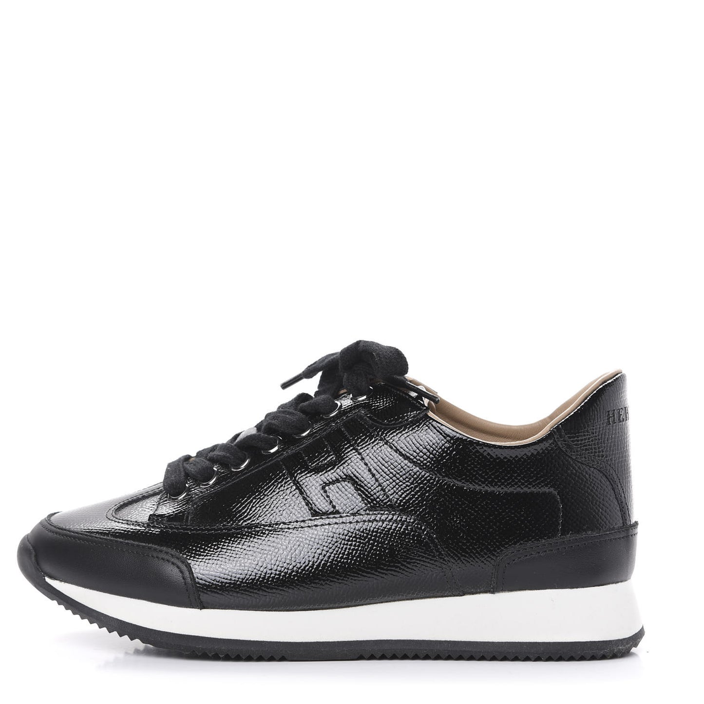 Patent Epsom Calfskin Trail Sneakers 35 Black