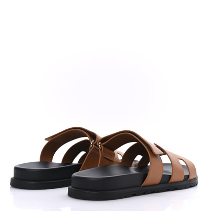 Hermes Calfskin Mens Chypre Sandals 43.5 Gold 4 of 8