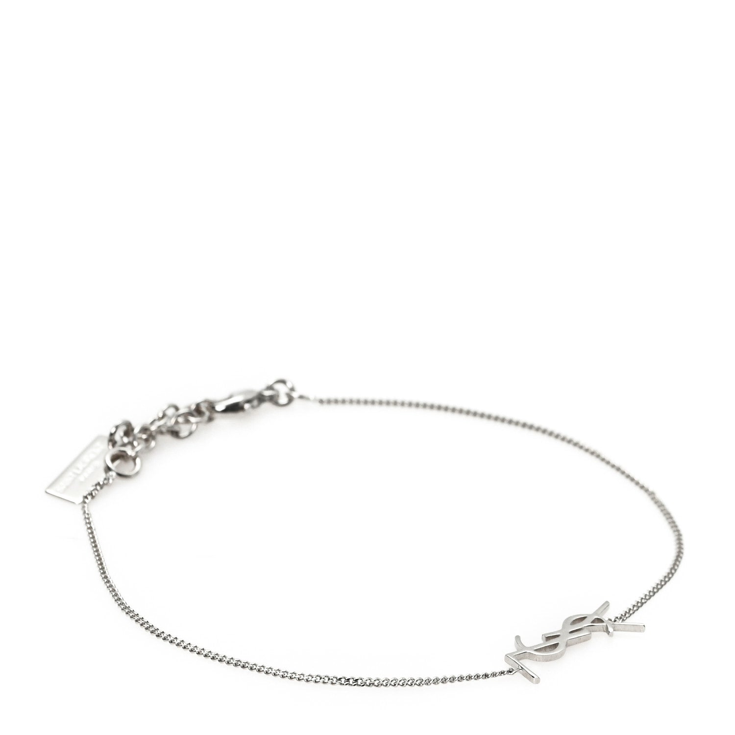 Saint Laurent Brass Monogram Charm Bracelet Silver 1 of 4