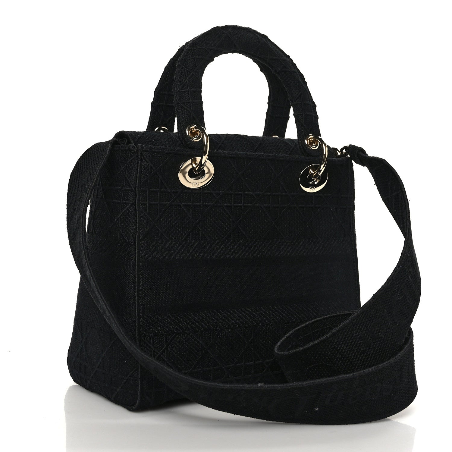 Christian Dior Canvas Embroidered Cannage Medium Lady D-Lite Black 3 of 8