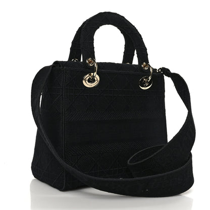 Christian Dior Canvas Embroidered Cannage Medium Lady D-Lite Black 3 of 8