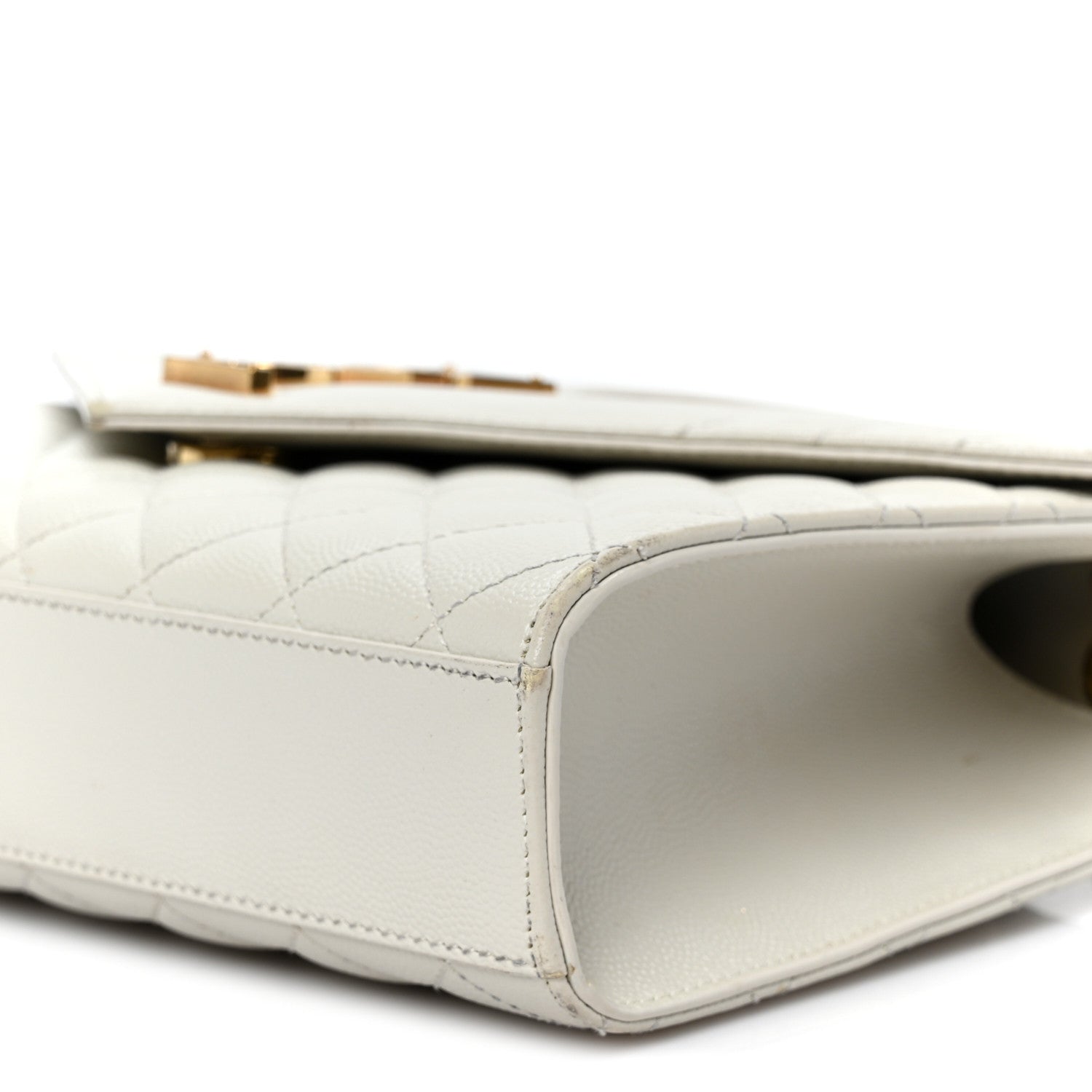 Saint Laurent Grain De Poudre Textured Mixed Matelasse Medium Triquilt Monogram Satchel Crema Soft 10 of 12