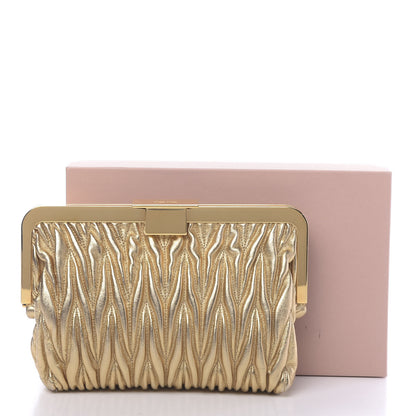 Miu Miu Metallic Nappa Matelasse Clutch Gold 12 of 12