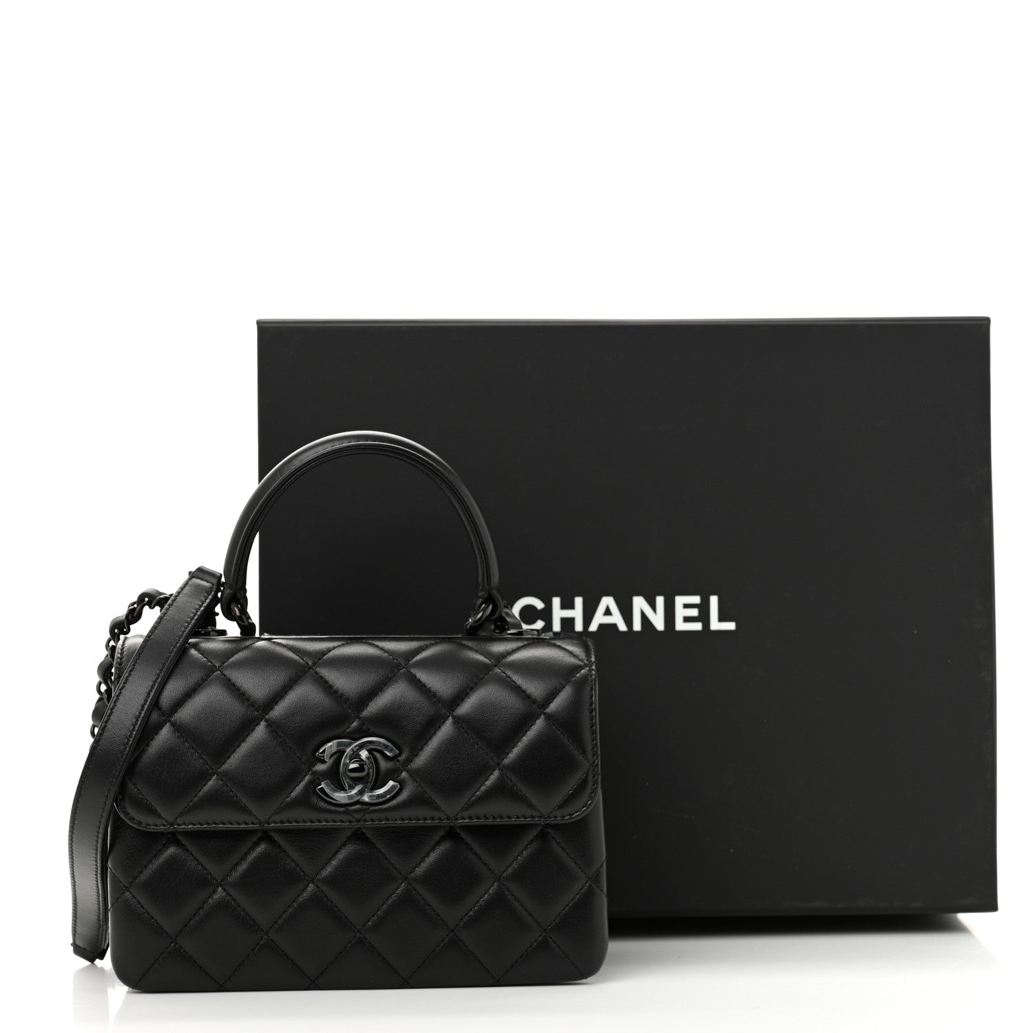 Chanel Lambskin Quilted Mini Trendy CC Dual Handle Flap Bag So Black 14 of 14
