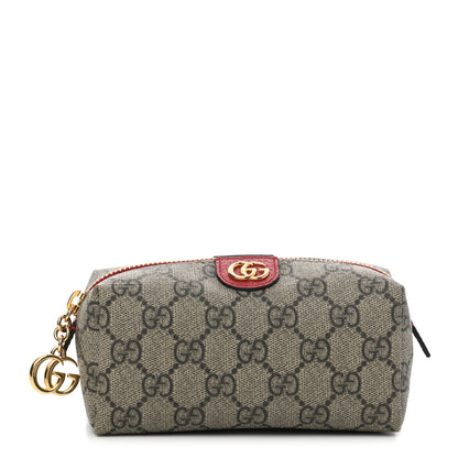Gucci Soft GG Supreme Monogram Calfskin Small Ophidia Cosmetic Case Beige Ebony Hibiscus Red 1 of 7