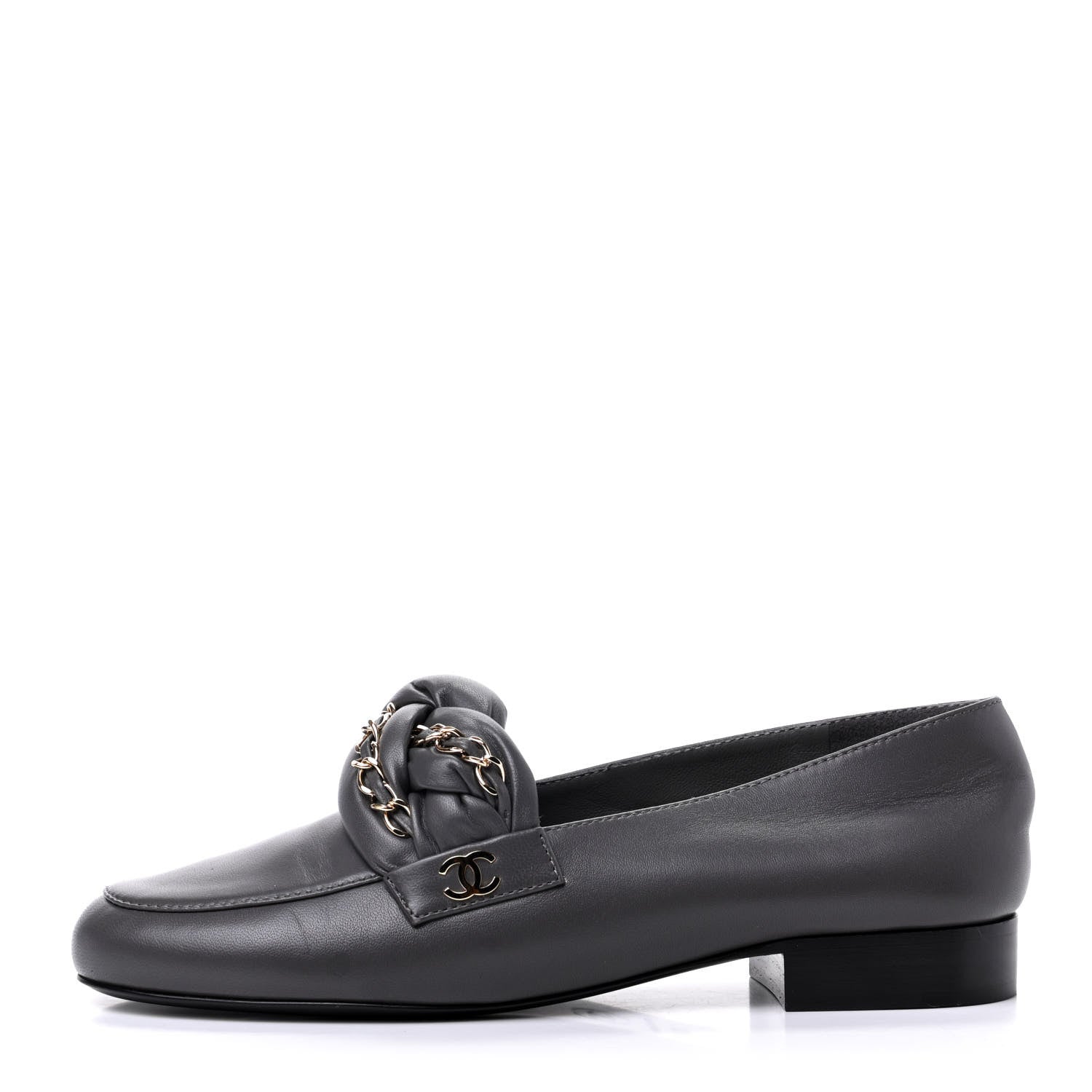 Chanel Lambskin CC Braided Chain Loafers 35.5 Grey 1 of 13