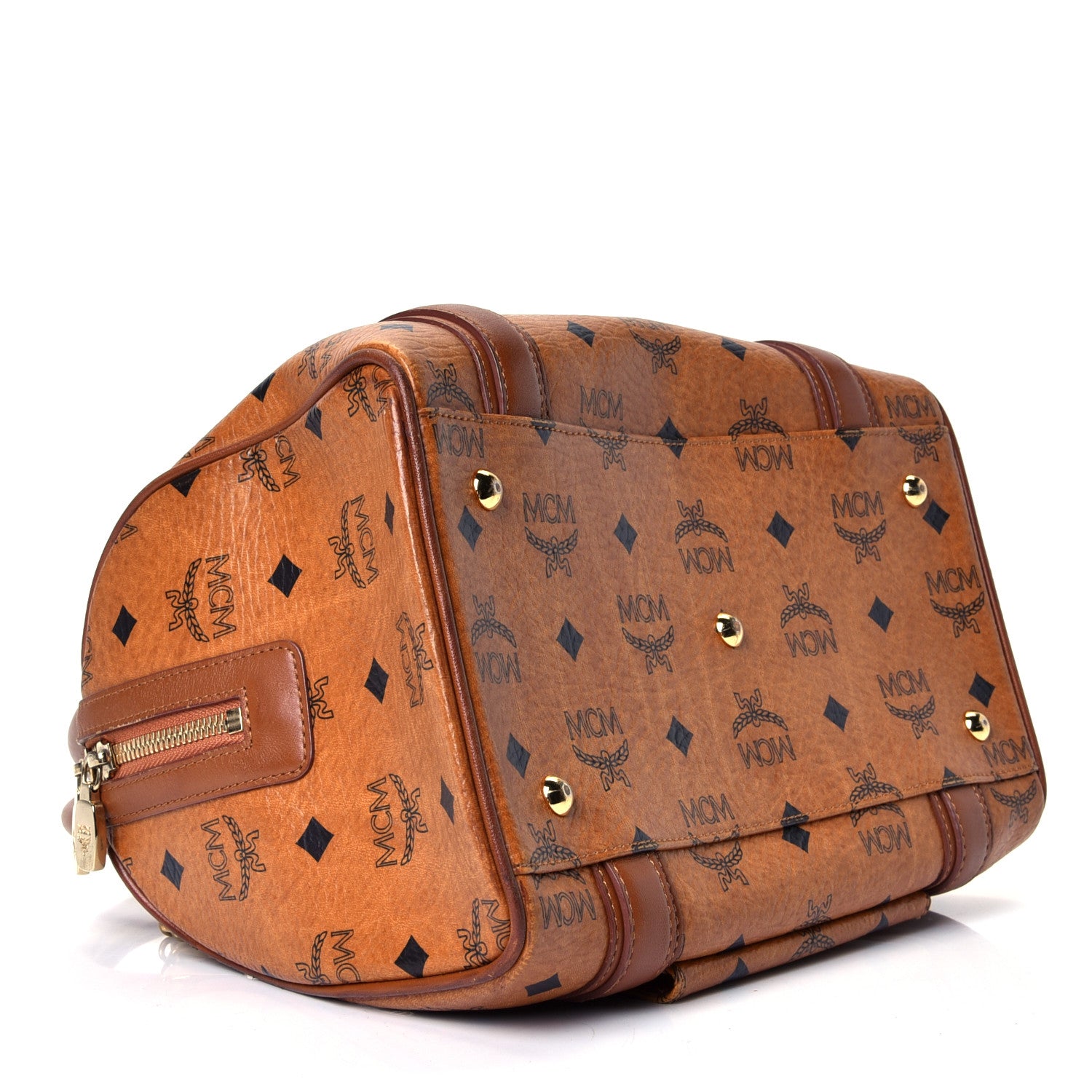 MCM Visetos Small Boston Bag Cognac 3 of 4