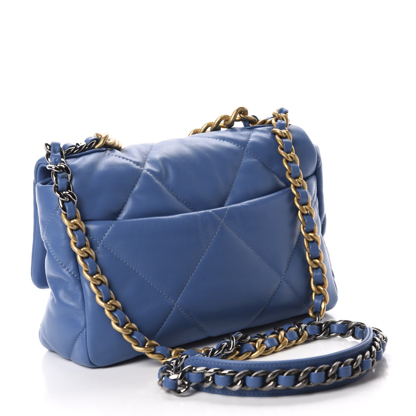 Lambskin Quilted Medium 19 Flap Blue