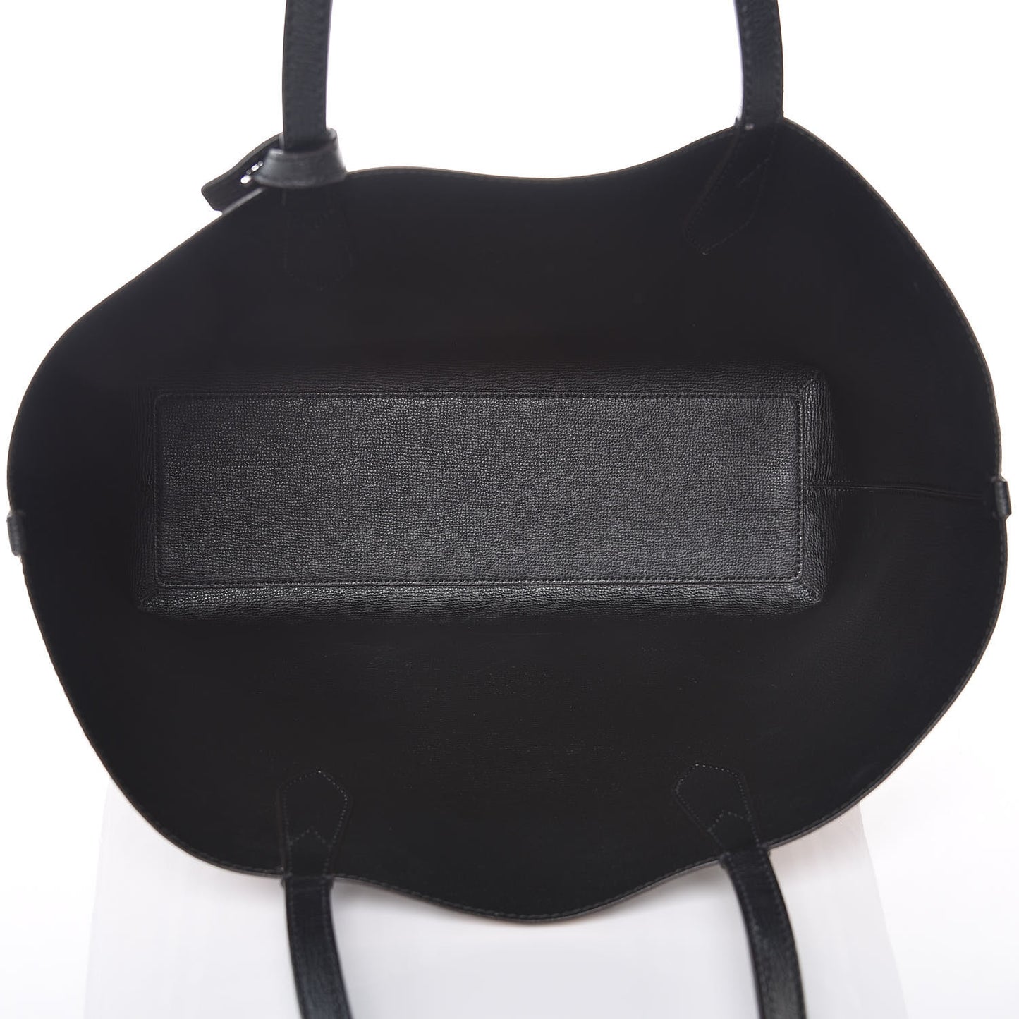 Grainy Calfskin Haymarket Check Medium Reversible Tote Black