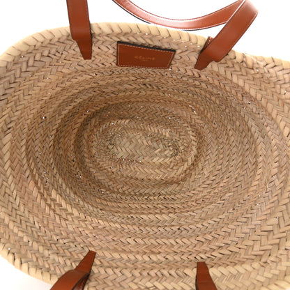 Celine Raffia Calfskin Triomphe Medium Panier Tan 5 of 9