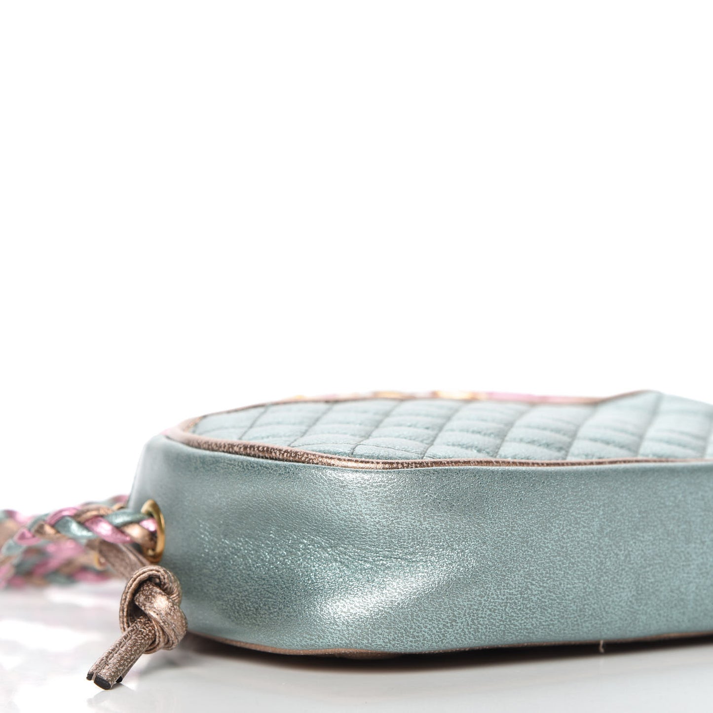 Laminated Nappa Trapuntata Mini Zumi Dome Shoulder Bag Rosa Lago Rame