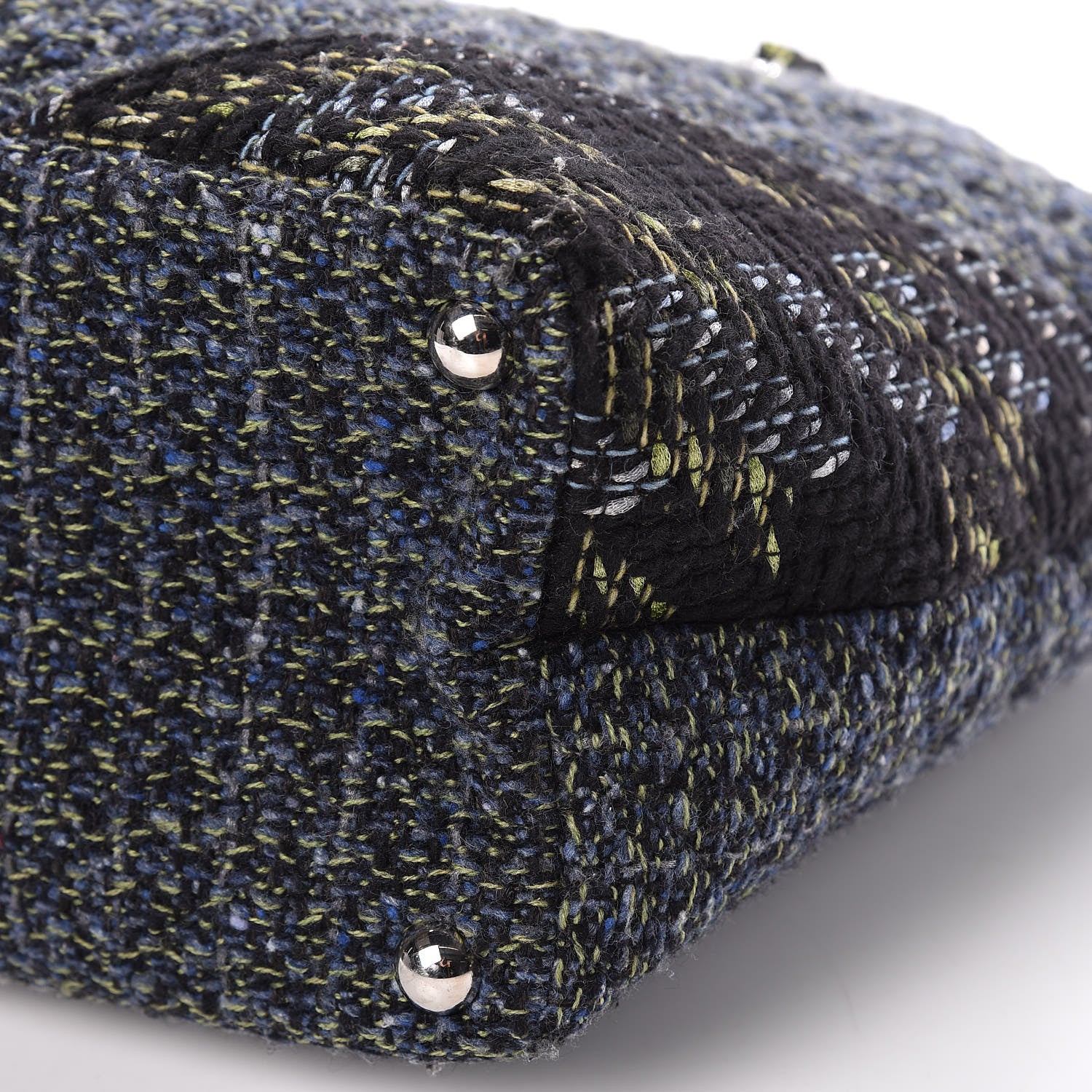 Chanel Tweed Quilted Large Cambon Tote Blue 10 of 11