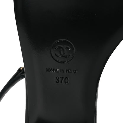Chanel Lambskin Metal Heart Thong Sandals 37 Black 8 of 12