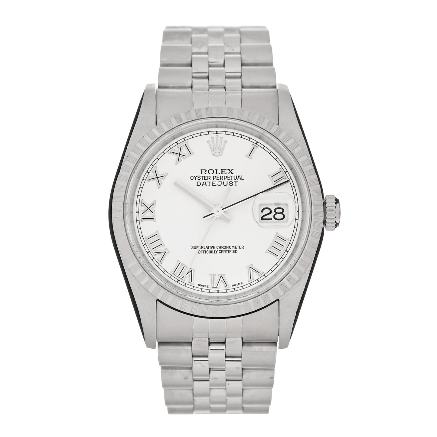 Stainless Steel 36mm Oyster Perpetual Datejust Watch White Roman 16220