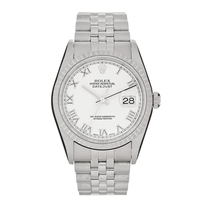 Rolex Stainless Steel 36mm Oyster Perpetual Datejust Watch White Roman 16220 1 of 5