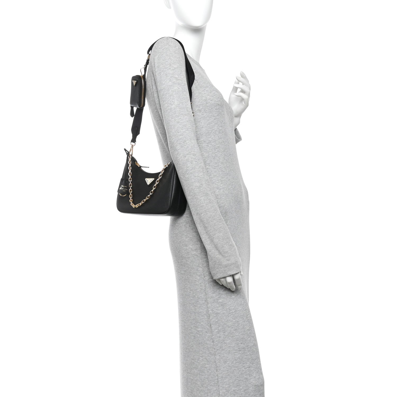 Prada Saffiano Lux Re-Edition 2005 Shoulder Bag Black 2 of 11