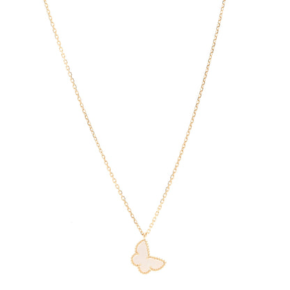 Van Cleef & Arpels 18K Yellow Gold Mother of Pearl Sweet Alhambra Butterfly Pendant Necklace 1 of 6