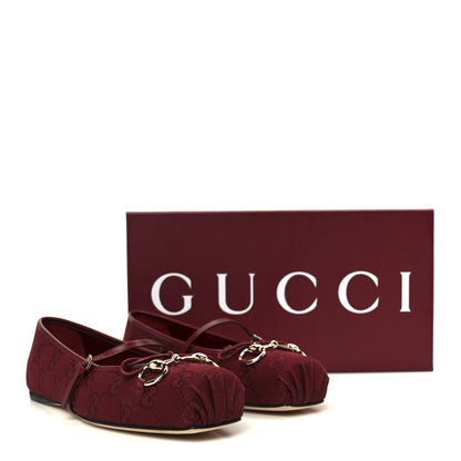 Gucci GG Monogram Horsebit Ballet Flats 37.5 Rosso Ancora 10 of 10