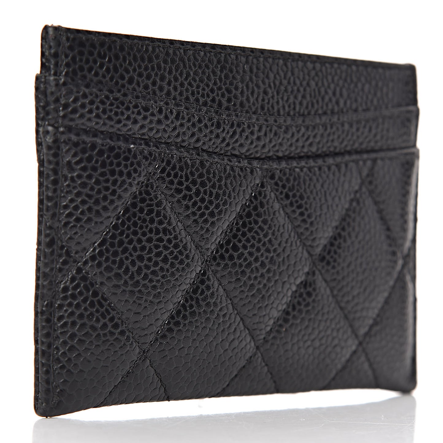 Caviar Quilted Card Holder Black