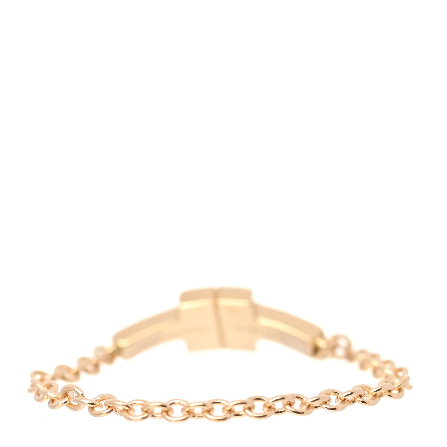 Tiffany 18K Yellow Gold Diamond T Chain Ring 57 8 3 of 4