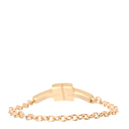 Tiffany 18K Yellow Gold Diamond T Chain Ring 57 8 3 of 4