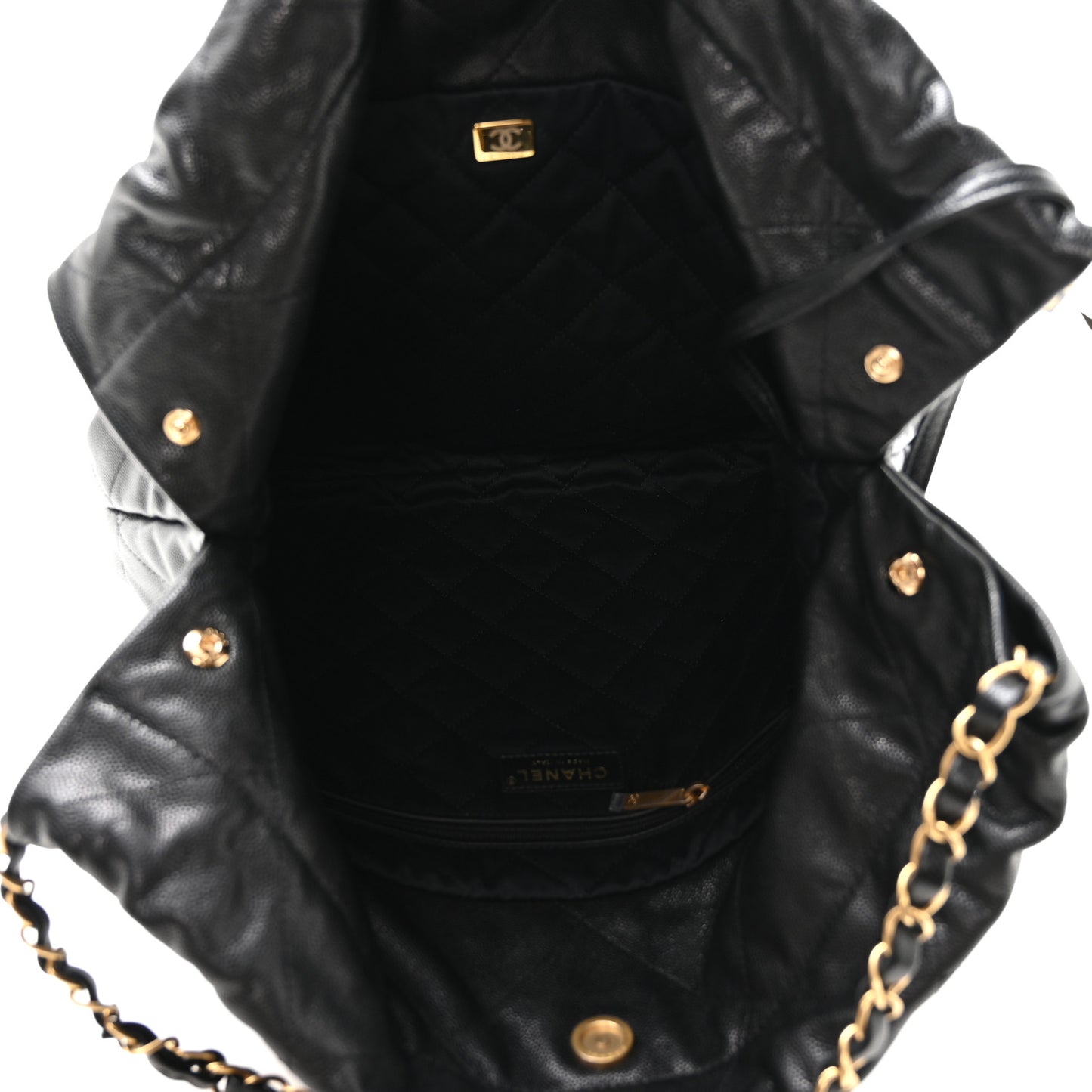 Shiny Caviar Quilted Monochrome Chanel 22 Black