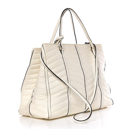 Valentino Garavani Lambskin Chevron Quilted Shopping Tote Ivory 4 of 13