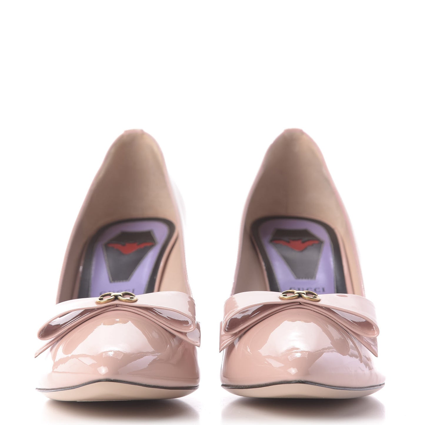 Patent GG Bow Sadie Spike Mid Heel Pumps 40 Perfect Pink