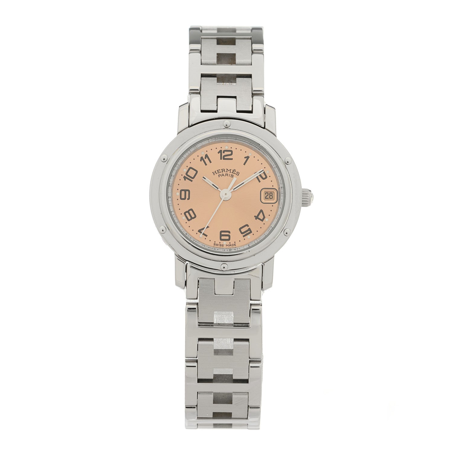 Hermes Stainless Steel 24mm Clipper Quartz Watch Pink 1 of 4